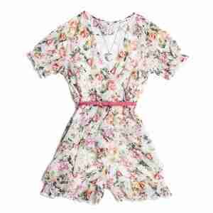 Beautees Ruffle Floral-Print 4 Piece Romper Dress Set